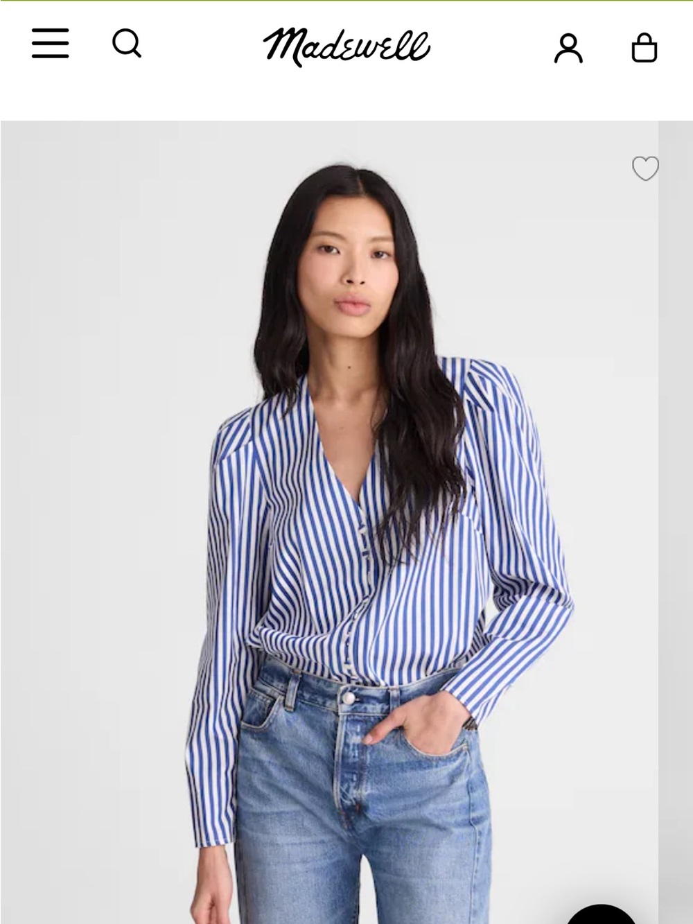 Madewell Stacked Button V Neck Shirt in Poplin